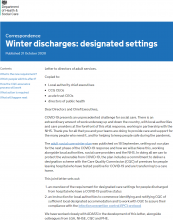 Winter discharges: designated settings